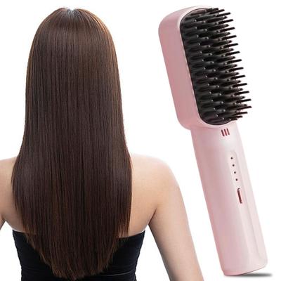 Cordless Hair Straightener Brush Anti-Scald Hair Straightening Comb 3 Temp Settings Hair Straightener Comb for All Hair Types