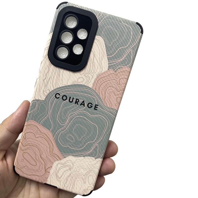 Mode-Hybrid-bedruckte vertikale Narbenleder-Rückseite aus weichem Silikon mit Kameraobjektiv und vollem Schutz für Samsung