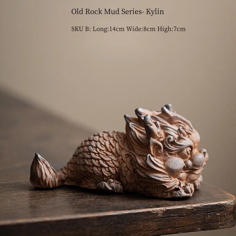 Old Rock Mud Qilin Figurine Decoration Chinese Tea Pet Kung Fu Teaware Accessories Can Be Raised Tea Pet Household Handicrafts