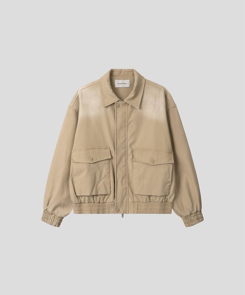 Black Moment Tencel Washed Field Pocket Zip-Up Jacket [Beige]