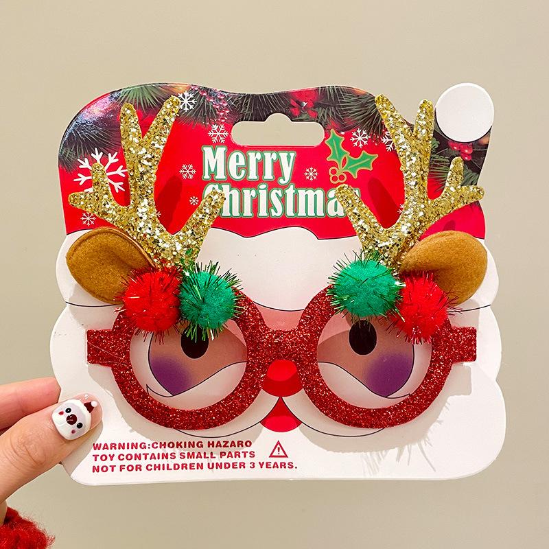 Eyeframe Girl Hairball Elk Christmas Funny Gift Frame Christmas Student Dress Up Gift Party Decoration Mirror