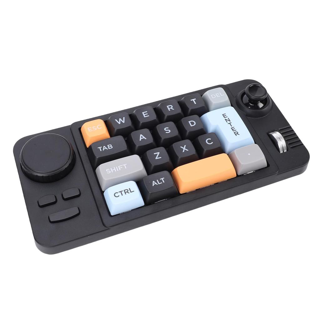 Wired USB C Keypad One Handed Macro Mechanical Keyboard 19 Programmable Keys RGB LED Backlit with Knob Roller Joystick