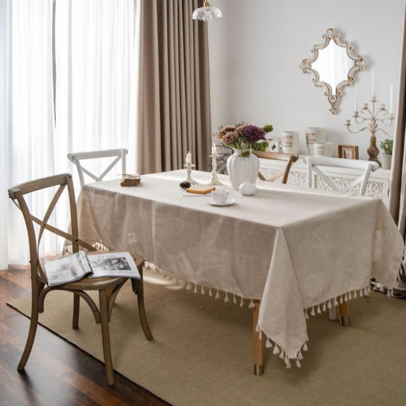 Tassel Table Cloth Linen Cotton Rectangular Tablecloth for Dining Table Coffee Table Cover Wedding Decoration Tapete Mesas