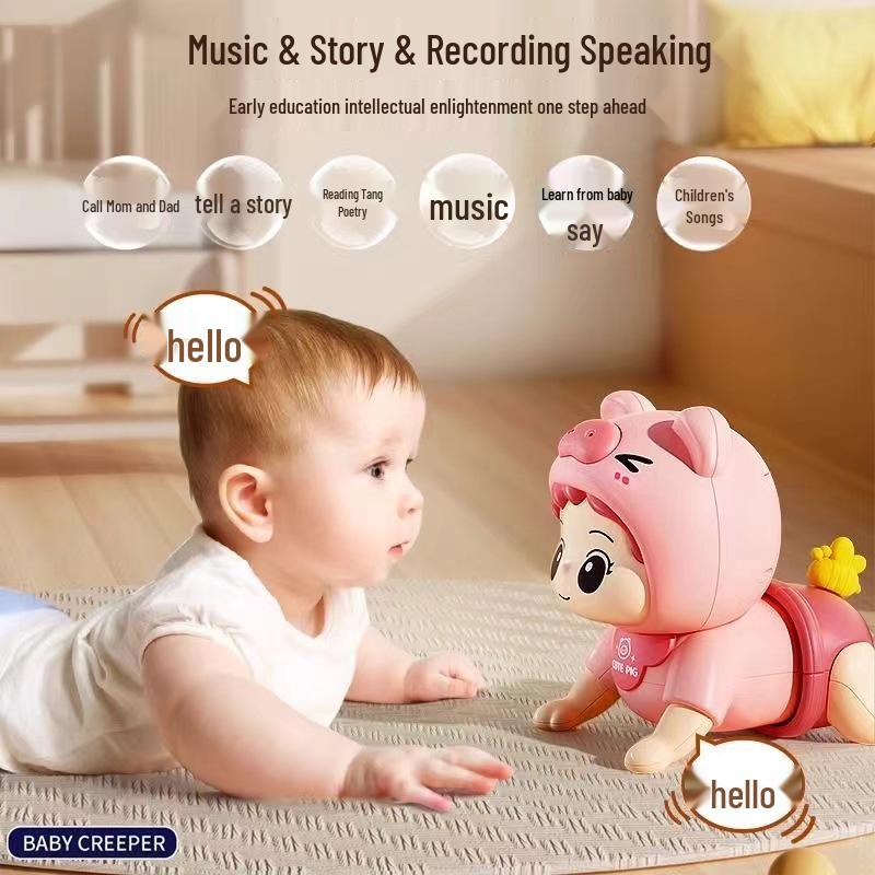 Electric Crawling Baby Doll with Sound: Head Lifting Training Toy for Early Education, 0-1 Year Olds, 6 Months+