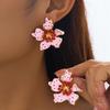 Vintage Enamel Colored Drip Oil Flower Irregular Stud Earrings for Women Elegant Metal Floral Geometric Earring Vacation Jewelry