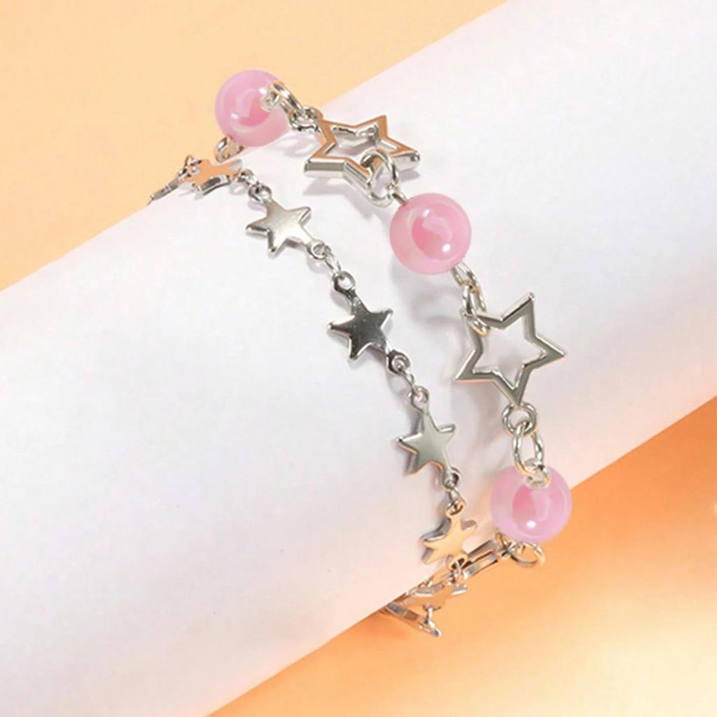 9 PCS/Set CCB Baroque Retro Stacked Imitation Pearl Friendship Bracelet, Ins Simple White and Gold Color Bracelet Sets for Women