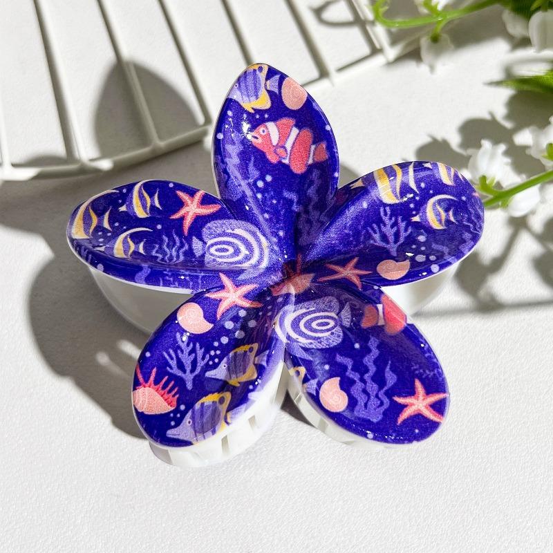 Printed Clips, Egg Flower Fresh and Light Hair Clips Back of The Head Updo Shark Clips