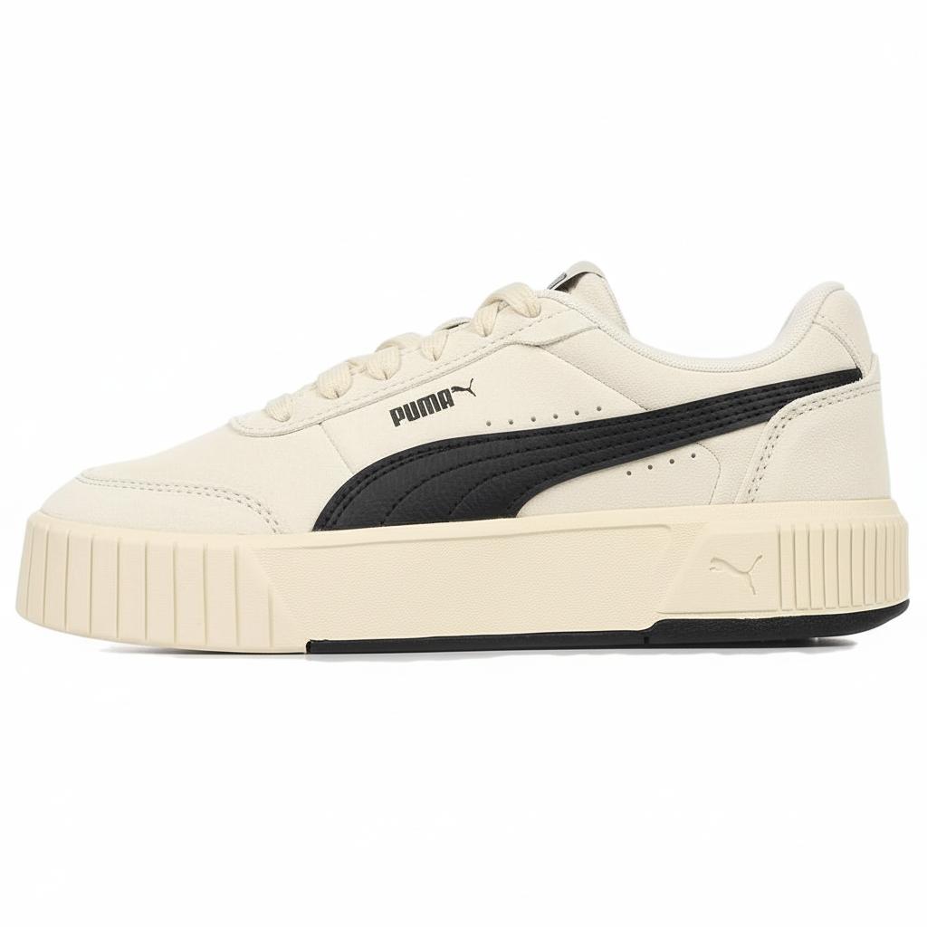 Puma Carina Mia Leather Comfortable Versatile Lightweight Sneakers Women Sneakers Beige Black 402638-06