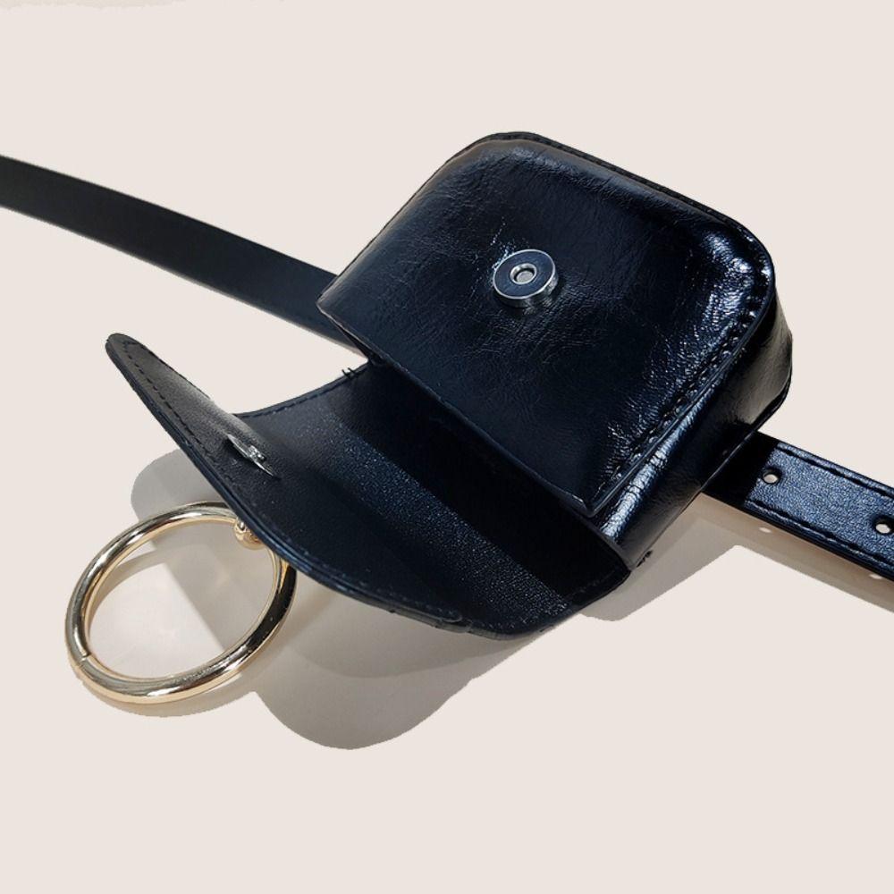 Zinc Zinc Alloy PU Leather Waistband Jeans Decor Waist Bag Fashion Belt with Waist Pack  Streetwear