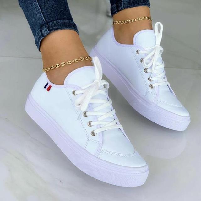 Fritidssko Dame Vulkaniserte Sko Snøresko Femme Tenis Plattform Skateboard Sko Hvite Sko For Kvinner Zapatos Mujer