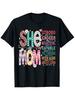 She Is Mom Bible Verse T-Shirt - Christian Religious Mama Shirt with Scripture, Round Neck Casual Top Suitable for Church, Mothers Day Gift, Hot Trans