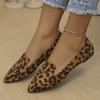 Women'S Leopard Print Slip-On Flats - Soft Sole Comfortable Pointed Toe Shoes with Bow Detail, Lightweight Casual Shoes for Spring & Fall