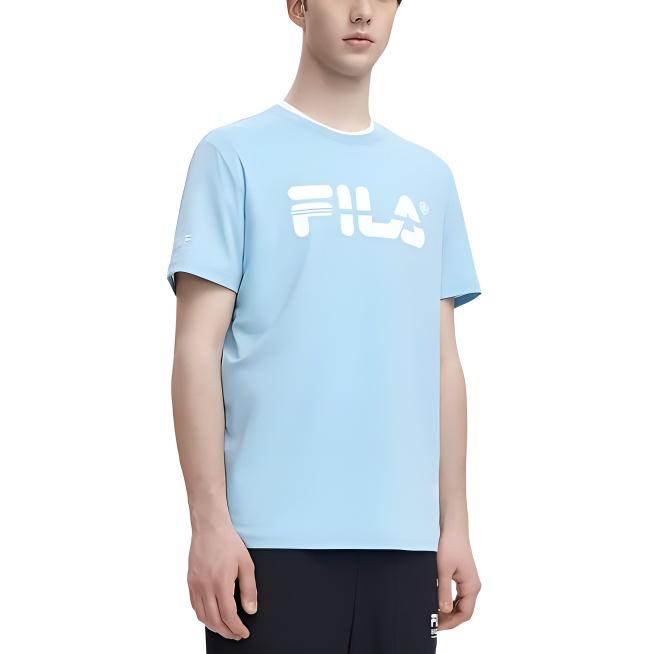 FILA T Shirts Men's Light Blue Crew Neck Moderate Straight Fit F11M329101F-LB