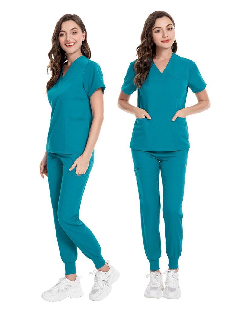 Unisex Short Sleeve Quick-Drying Scrub Suit for ICU Nurses - New Color, Elastic, Summer Wear.