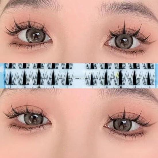 LASHIDOL Partial Use False Eyelashes Large Capacity Eyelash Natural Undetectable (10rows-Leaf)