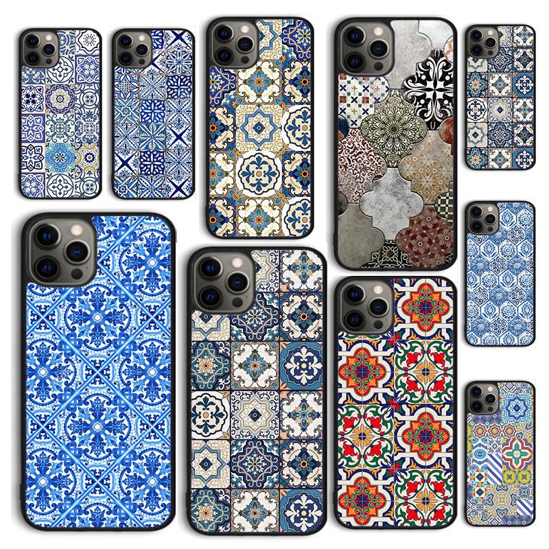 Autumu Moroccan Tiles Pattern soft Phone Case Cover for iPhone 17 Air 16 16e 15 12 11 13 14 Pro Max Apple Plus Coque