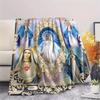 1Pc Virgin Mary Print Flannel Blanket, High quality Comfortable for All Seasons, Home Decor, Warmth and Comfort, Perfect for Christmas Gifts
