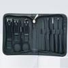 Stainless Steel 9-Piece Manicure & Pedicure Set with Tweezers and Nail Clippers In Black.