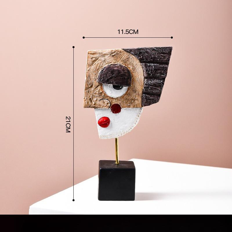 INS Nordic Style Resin Crafts Creative Living Room Wine Cabinet Decoration, Abstract Face Art Ornament