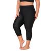 CHARMLEAKS Plus Size Swim Pants for Women High Waisted Swim Capris Waistband Pockets Swim Shorts Swimming Leggings