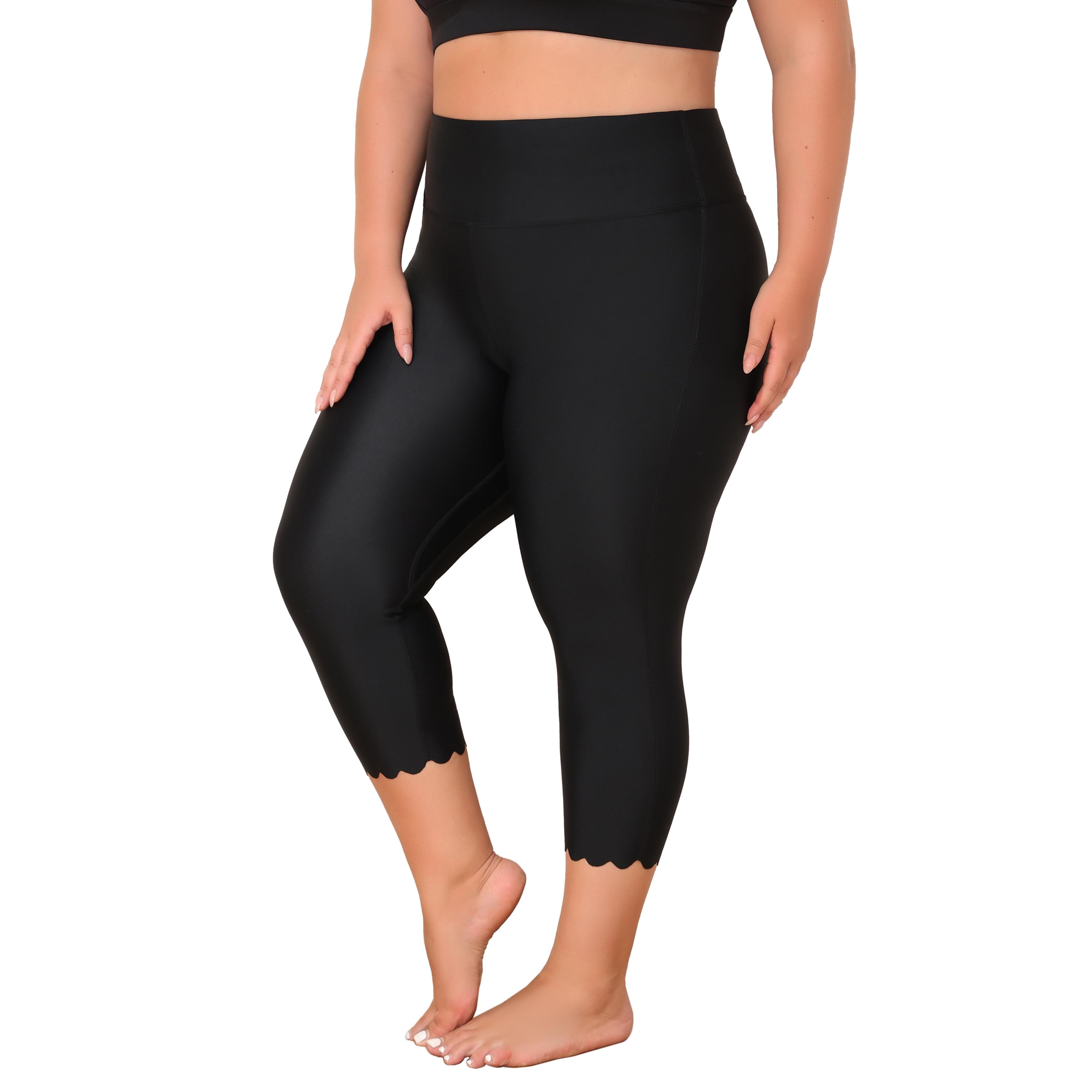 

Charmleaks Пляжные брюки больших размеров для женщин с высокой посадкой, бриджи для плавания, пояс, карманы, плавательные шорты, леггинсы для плавания 1X чёрный