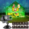 Świąteczny Projektor Światła Halloweenowego Zewnętrzny Wodoodporny Lampa Śnieżynka 3D Fala Oceaniczna Wbijana Karta z 8 Wzorami na Imprezę Świąteczną Ogród Podwórko Dekoracja Świąteczna