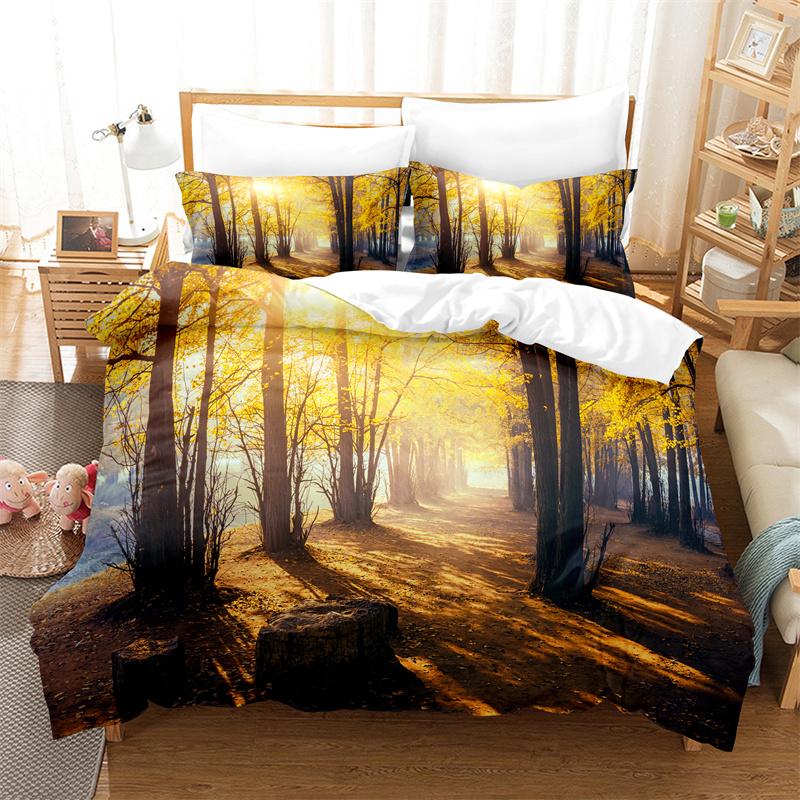 Natural Scenery Duvet Cover Set Forest Bedding Set Quilt Cover Queen Bed Set Luxury Comforter Set Bed Cover Set Girl Bedding Set