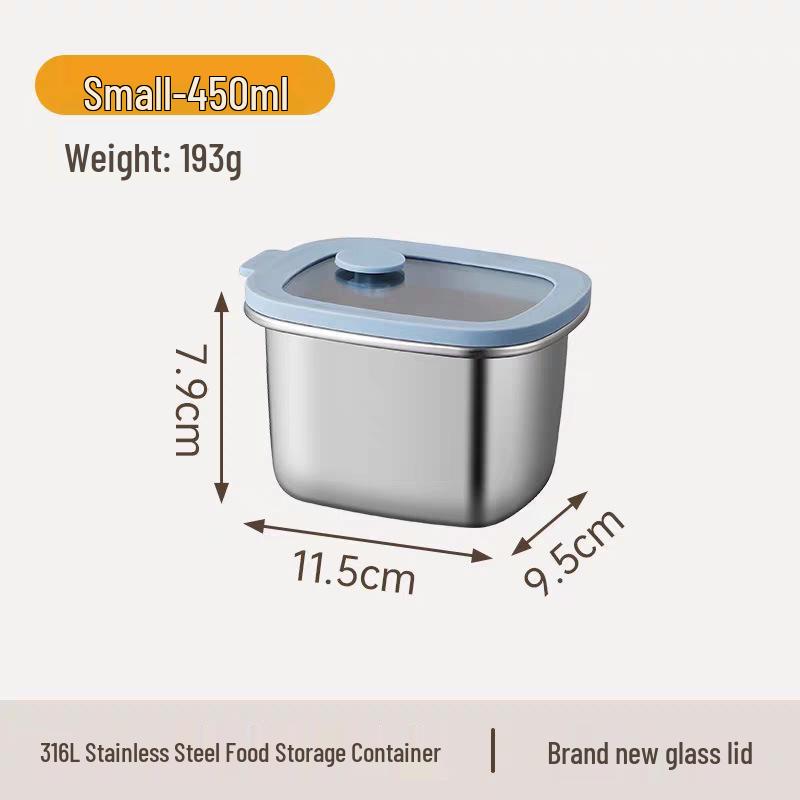 Boîte de Rangement pour Réfrigérateur et Congélateur en Acier Inoxydable 316L pour Aliments, Fruits et Légumes