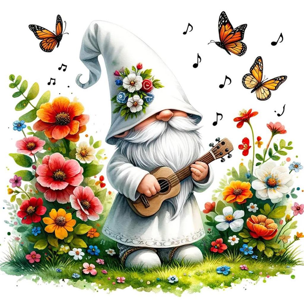 Gnome 5D DIY Full Drill Round Diamond Painting Kit for Home Wall Decoration