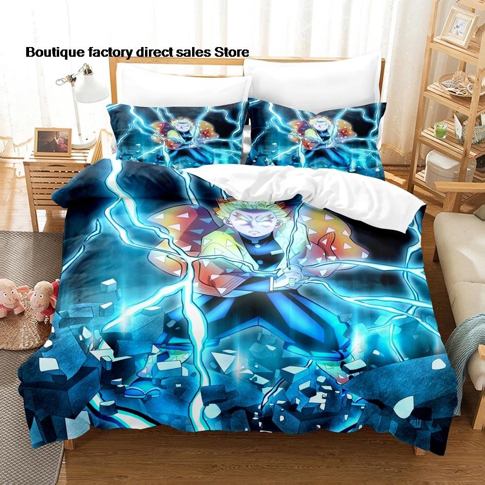 Zenitsu Agatsuma Bedding Set Single Twin Full Queen King Size Bed Set Aldult Kid Bedroom Duvetcover Sets bed sheet set 2