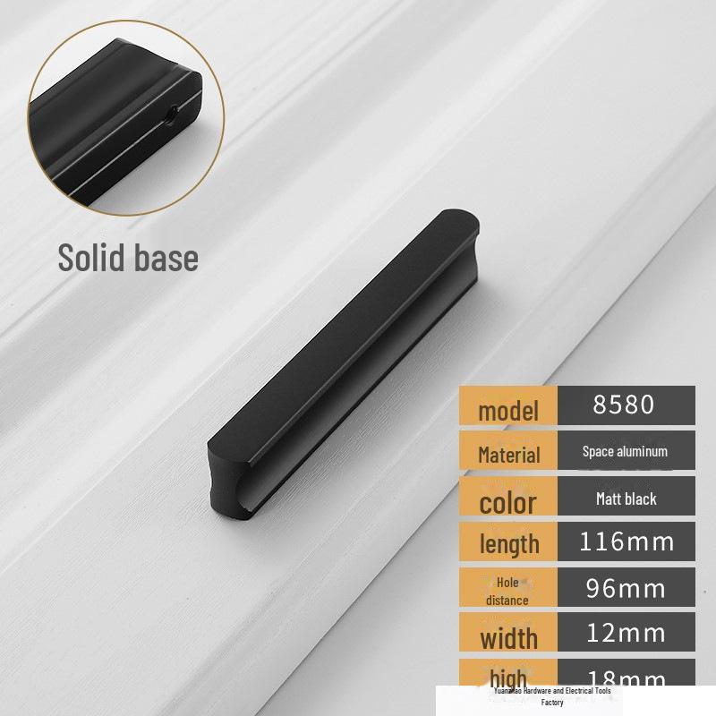 Černá a šedá moderní luxusní úchytka zásuvky skříňky