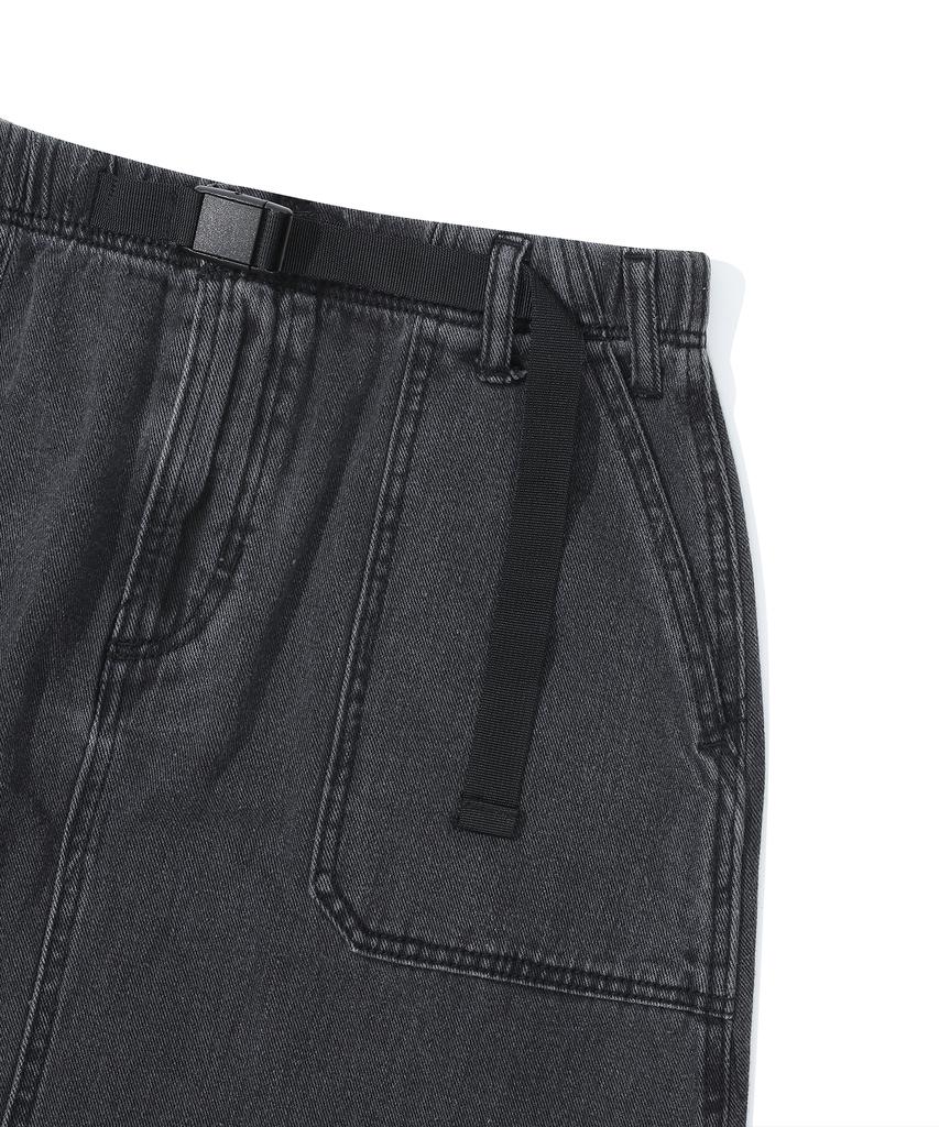 Columbia University M-Label Belted Denim Long Skirt Black Jeans