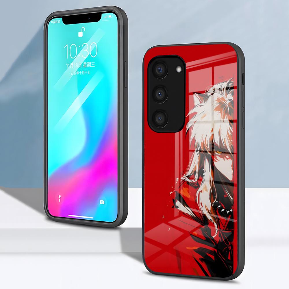Anime I-Inuyasha Phone Case For Samsung S26 S25 S24 FE S23 S22 S21 Plus S20 Ultra Note20Ultra Black Glass Cover