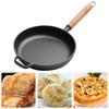 Cast Iron Nonstick Pre-Seasoned Skillet Portable Camping Outdoor Skillet with Wood Handle Mini Frying Oil Drizzling Small Pot
