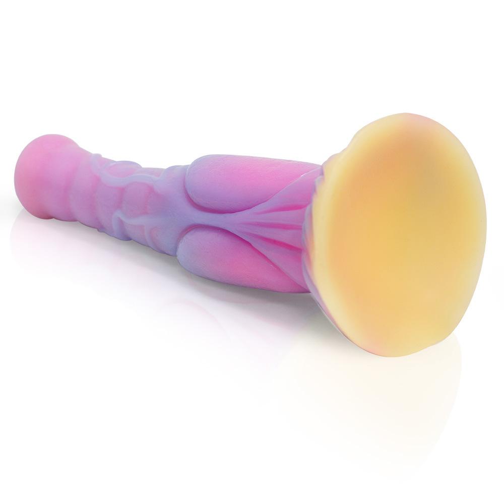 Mixed Color Glow in The Dark Dog Dildo Alien Simulation Penis Fake Penis Male and Female Flirting Masturbator Sex Toy
