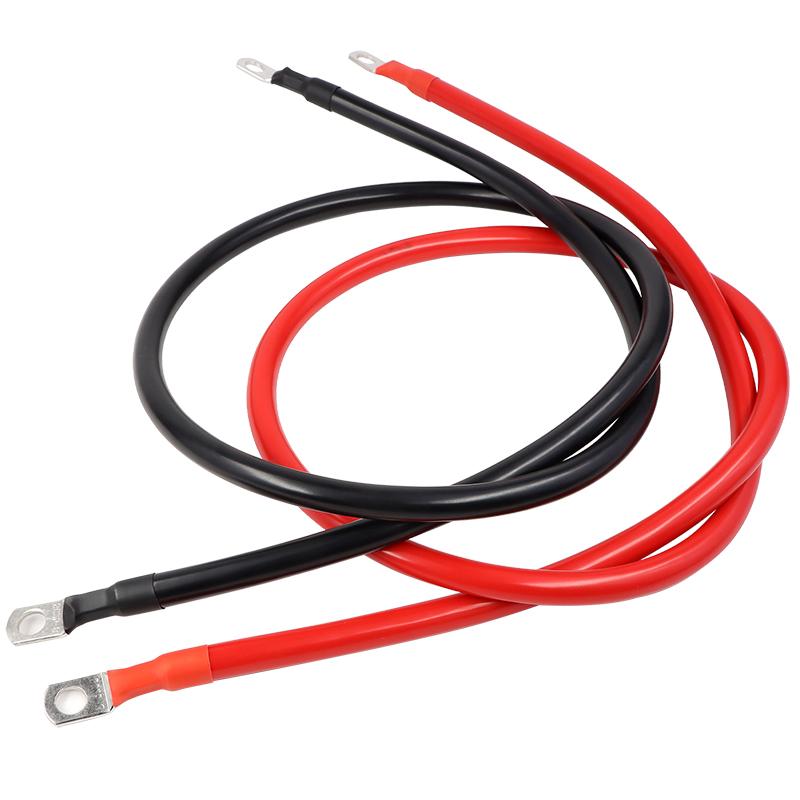סט כבלי מצבר מהפך 8AWG 6AWG 4AWG עם מסופים 20/30/40/50/60 ס"מ כבל נחושת שזור לקרוואן חוט חיבור סולארי