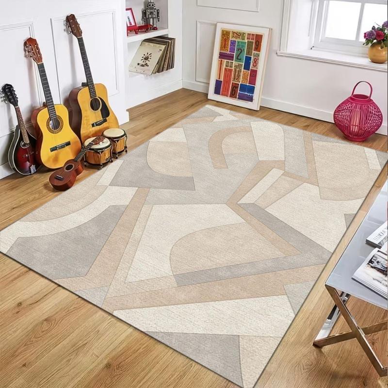 Modern Geometric Abstract Pattern Carpet Mat Rug Brown Beige Grey Soft Home Decoration for Living Room Bedroom Indoor Floor Mat 40x60cm