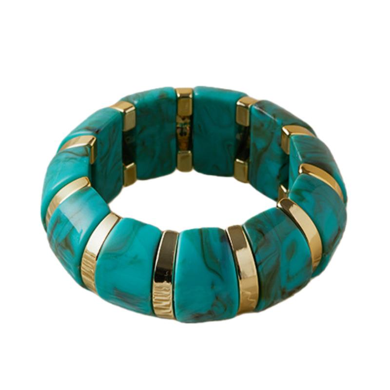 Acrylic Smudge Bracelet European and American Personality Exaggerated Multi-color Accessories High-end Wide-sided Elastic Bracelet