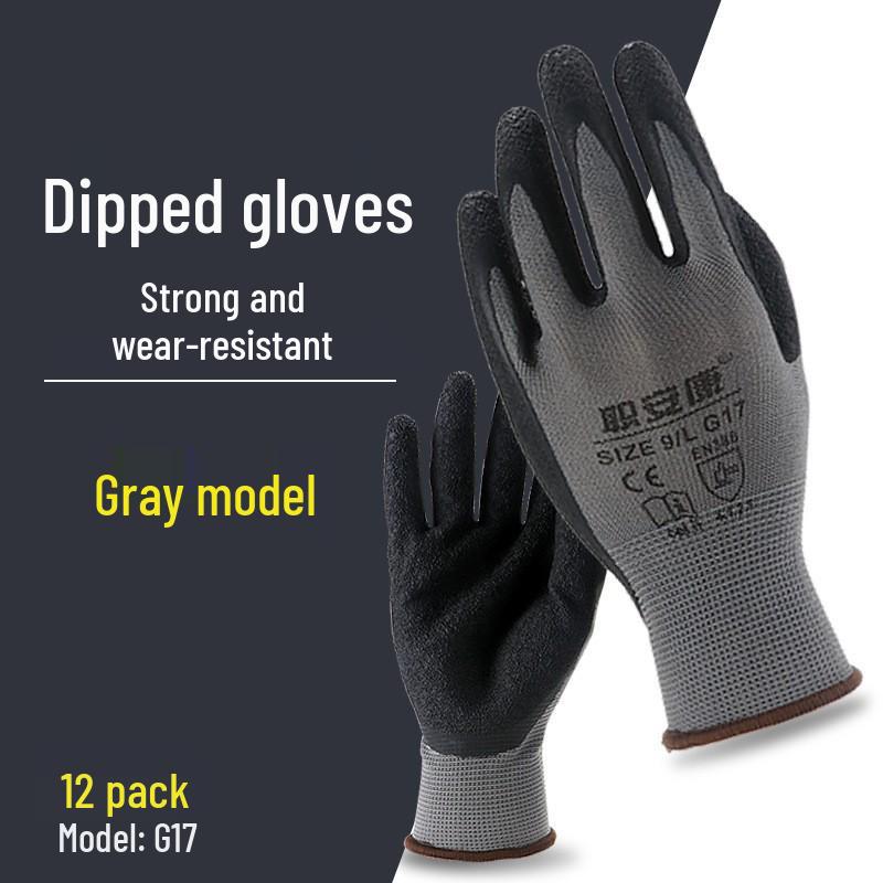 Foam Grip Non-Slip Latex Work Gloves for Men & Women - Breathable, Wear-Resistant Rebar Construction Safety Gloves