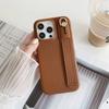 For iPhone 16 Pro Max Case Wristband Kickstand PU Leather+PET Phone Cover