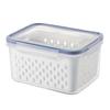 Food Storage Container with Drain Basket BPA Free Large Capacity Leak Resistant Fridge Vegetable Organizer Box