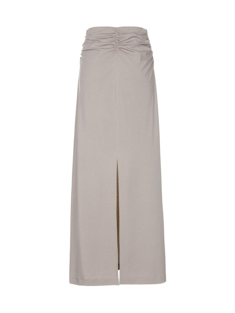 Wave Seoul H-Line Stretch Long Skirt Beige