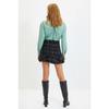 Black Flounced Tweed Fabric Mini Woven Skirt Twoaw22et0448