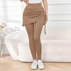 High Waist Yoga Leggings for Women with Faux Two Piece Design Tummy Control Stretchy Workout Pants with Drawstring Skirt Overlay