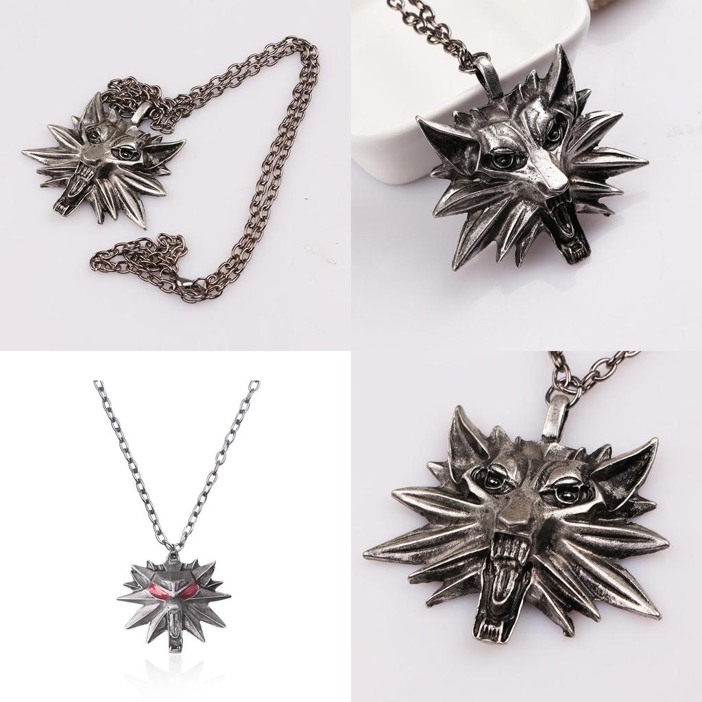 The Witcher Alloy Wolf Head Necklace Featuring Electroplated Alloy Material For Casual Wear