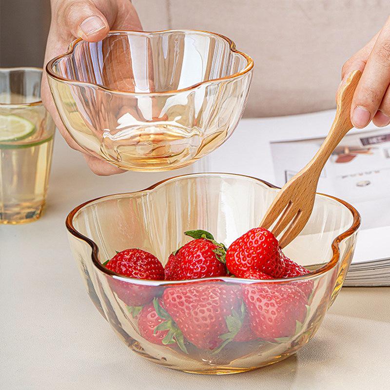 Transparent Glass Dessert & Fruit Bowl Set - Stylish Tableware for Snacks, Salad, & Yogurt