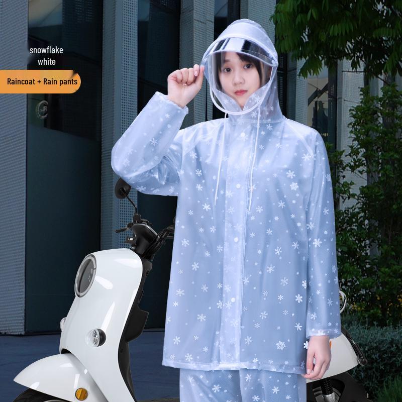 Women's Long Raincoat & Pants Set - Stormproof, Waterproof, Split Style for Electric Vehicles
