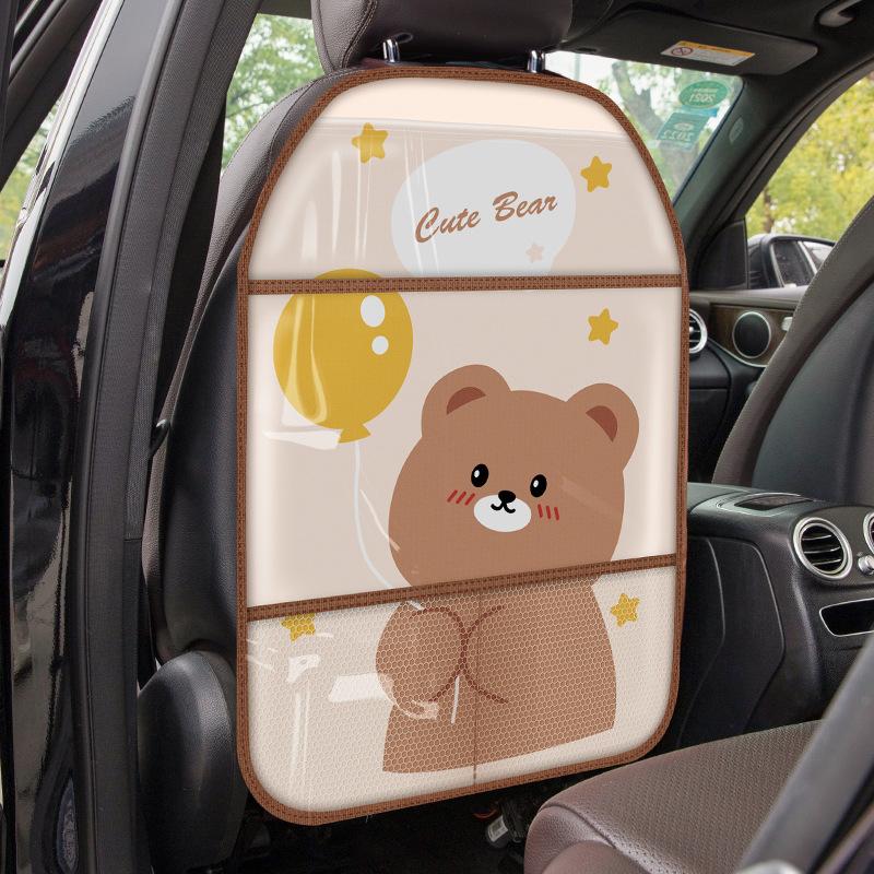 Auto Cartoon Anti-Tritt-Matte Rücksitzbezug Für Kinder Kicken Universelles PU-Leder Wasserdicht Auto-Sitzrücken-Schutzmatte