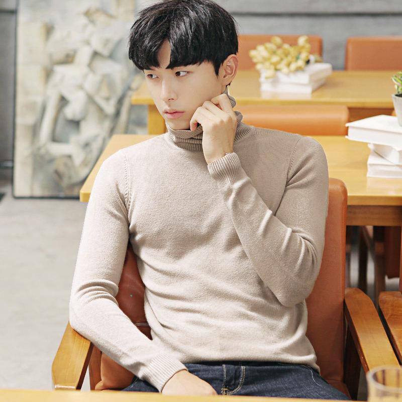 

Мужской свитер, осенне-зимний свитер, тонкая плюшевая рубашка с высоким круглым воротником и высоким воротником M
