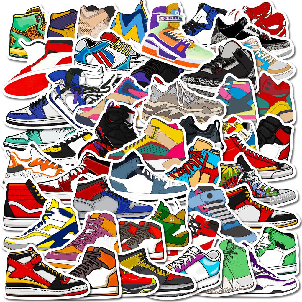 50 Sneaker-Aufkleber Trendige Coole Sneaker Graffiti-Aufkleber Skateboard Elektroauto